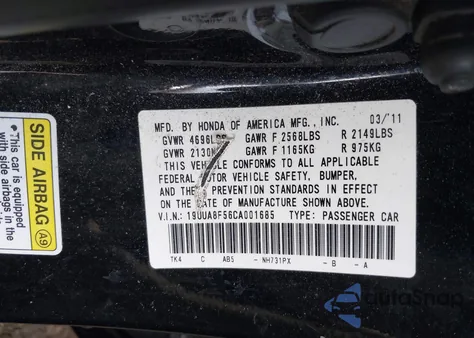 2012 Acura Tl 3.5 z USA, uszkodzony, nr VIN 19UUA8F56CA001685